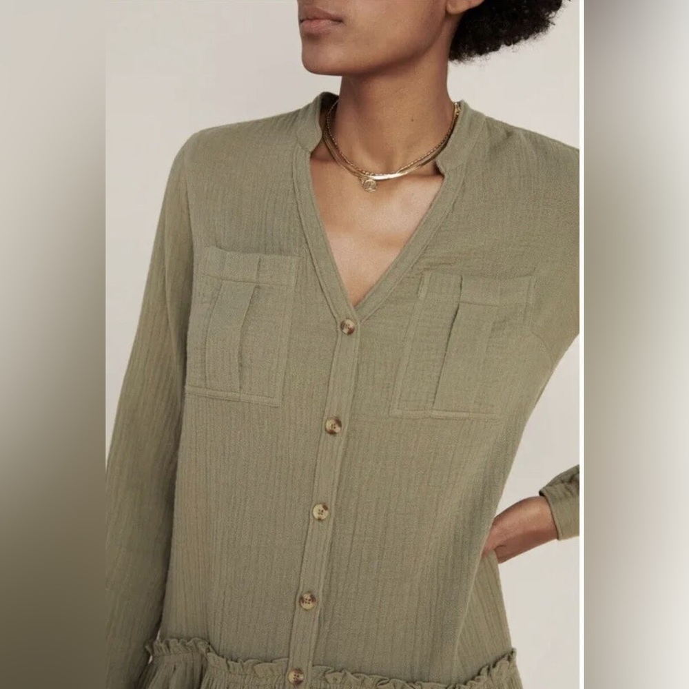 ANTHROPOLOGIE MAEVE | Katie textured utility tunic in moss | us size 6 - Picture 3 of 15